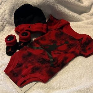 Jordan Kids Red and Black Onesie Set
